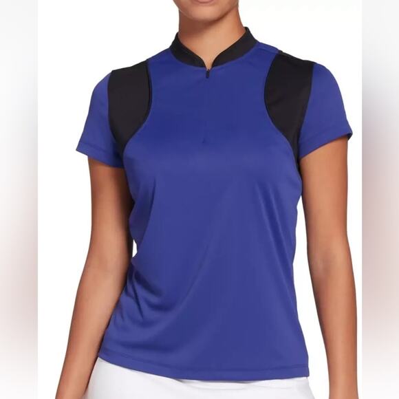 Slazenger Golf Dark Purple Tech Perforated Short Sleeve Polo Shirt‎ NWT Small - Picture 1 of 9
